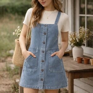 American‎ Eagle Corduroy Jumper Dress Size XS Blue Overall Pinafore Cottage Boho